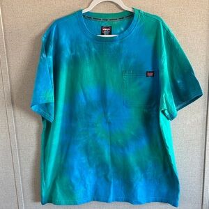 Wrangler Workwear Tie Dye Pocket T-Shirt  Mens 2XL(50-52) Blue Green Heavyweight
